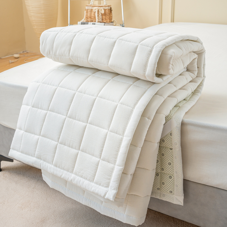 2022新款色织水洗全棉新疆棉花床垫 500克加厚填充  风格一 1.2*2.0m 白白白