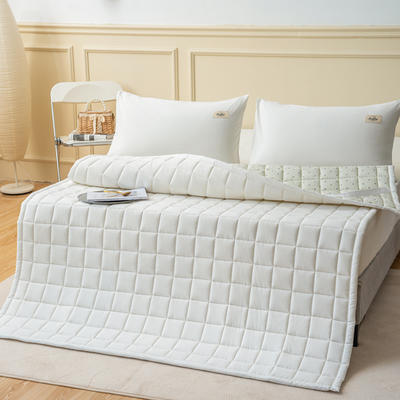 2022新款色织水洗全棉新疆棉花床垫 500克加厚填充  风格二 120*200cm 白白白