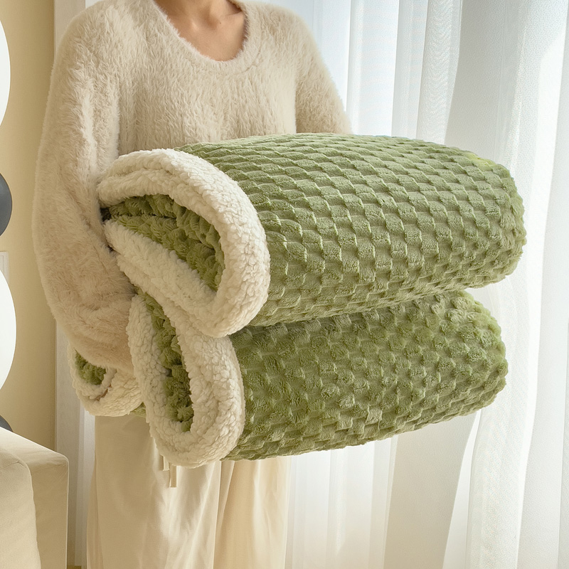 2023新款贝壳绒简约纯色毛毯（可做被套） 150*200cm（拉链款，可做被套） 芦苇绿