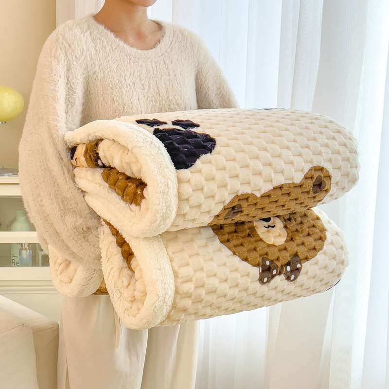 2023新款贝壳绒卡通印花毛毯（可做被套） 150*200cm（拉链款，可做被套） 绅士熊
