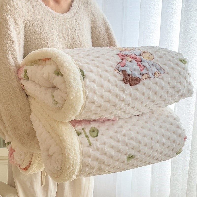 2023新款贝壳绒卡通印花毛毯（可做被套） 150*200cm（拉链款，可做被套） 甜美兔
