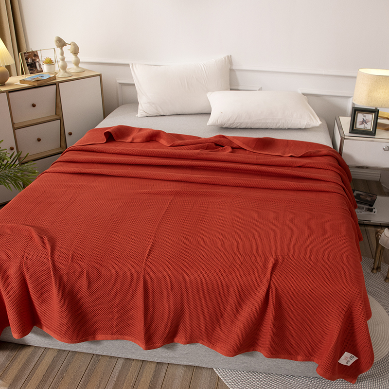2022新款毛巾被针织毯多功能毯-蜂窝系列 200*230 蜂窝红