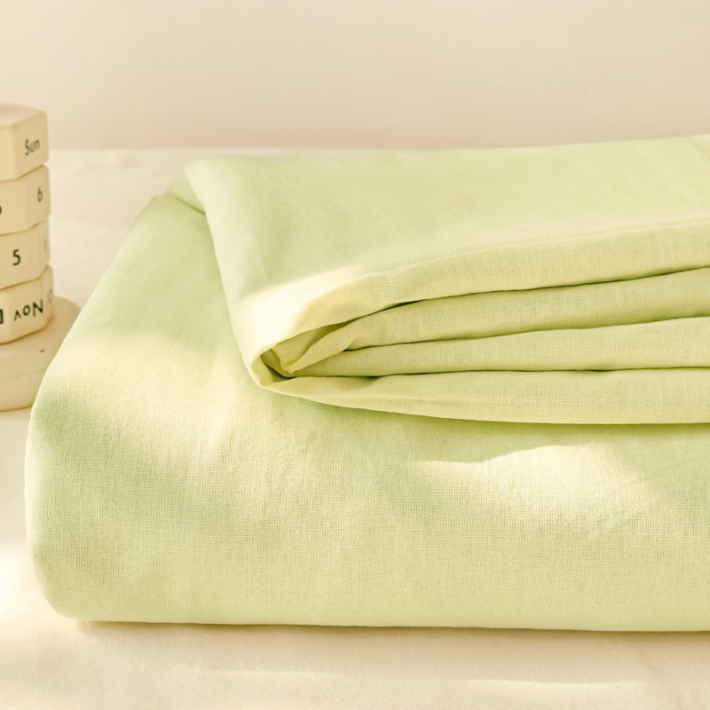 2024新款日系奶油风水洗棉床笠单件全包围床罩席梦思床垫保护套 160x230cm单床单 奶绿