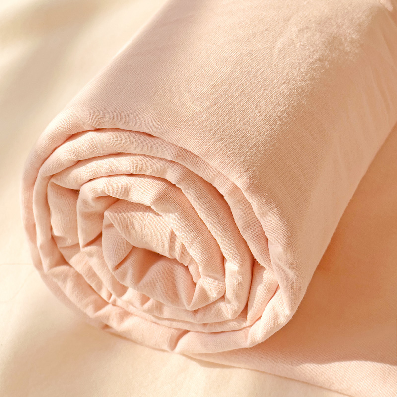 2024新款简约格子纯色水洗棉床单单件宿舍床单三件套（风格二） 160*230cm 奶粉