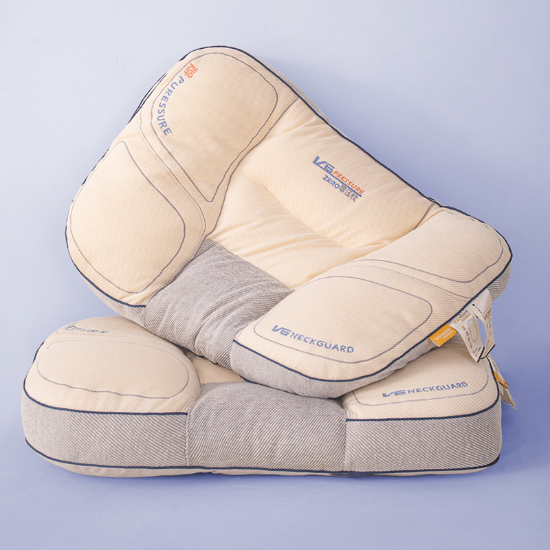 2024新款V6零压针织护颈枕枕头枕芯 48*74cm/对-米色