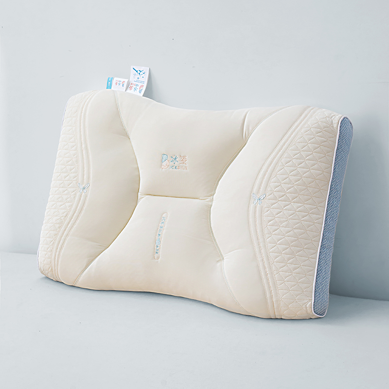 2024新款冰蚕 刺绣版凉感舒睡枕枕头枕芯 48*74cm/对 冰白 低枕
