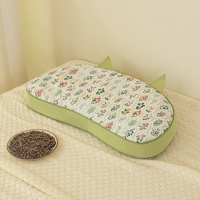 2024新款全棉韩式小猫耳-纯荞麦枕枕头枕芯 30*58cm/对 花千朵