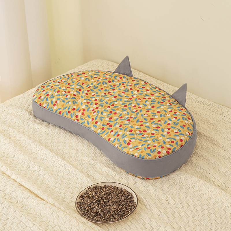 2024新款全棉韩式小猫耳-纯荞麦枕枕头枕芯 30*58cm/对 木槿簇