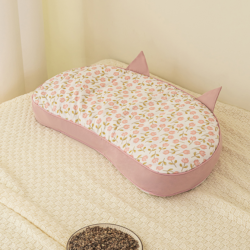 2024新款全棉韩式小猫耳-纯荞麦枕枕头枕芯 30*58cm/对 小郁金
