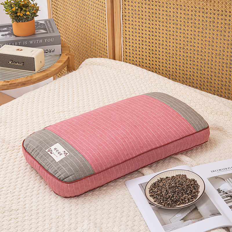 2024新款全棉韩式砂洗双拼-荞麦护颈枕枕头枕芯 26*48cm/对 桔色