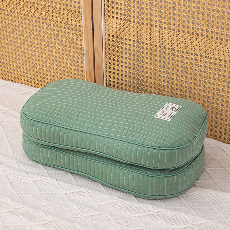 2024新款全棉韩式纯色-荞麦护颈枕枕头枕芯 25*48cm/对 森绿