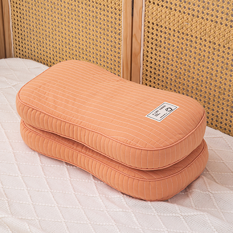 2024新款全棉韩式纯色-荞麦护颈枕枕头枕芯 25*48cm/对 桔色