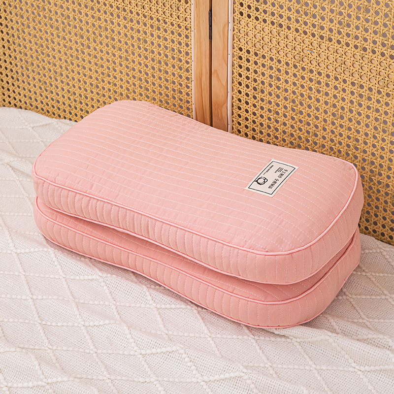 2024新款全棉韩式纯色-荞麦护颈枕枕头枕芯 25*48cm/对 浅粉