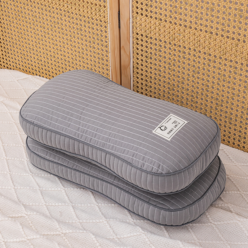 2024新款全棉韩式纯色-荞麦护颈枕枕头枕芯 25*48cm/对 深灰