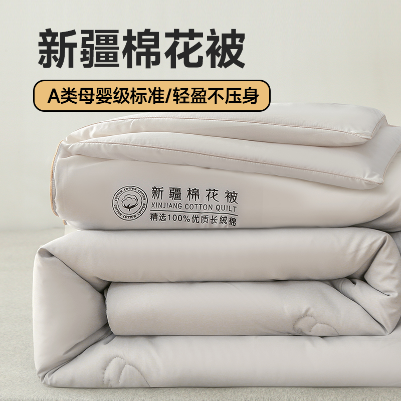 2023新款水洗棉新疆棉花被 冬被 被子被芯 150*200cm4斤 浅灰