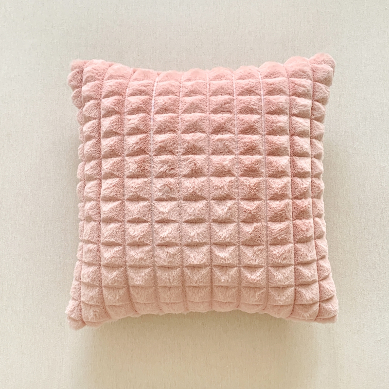 2024新款帆布毛巾绣粉色郁金香潮流抱枕 45x45cm抱枕（含芯） 奶油格粉