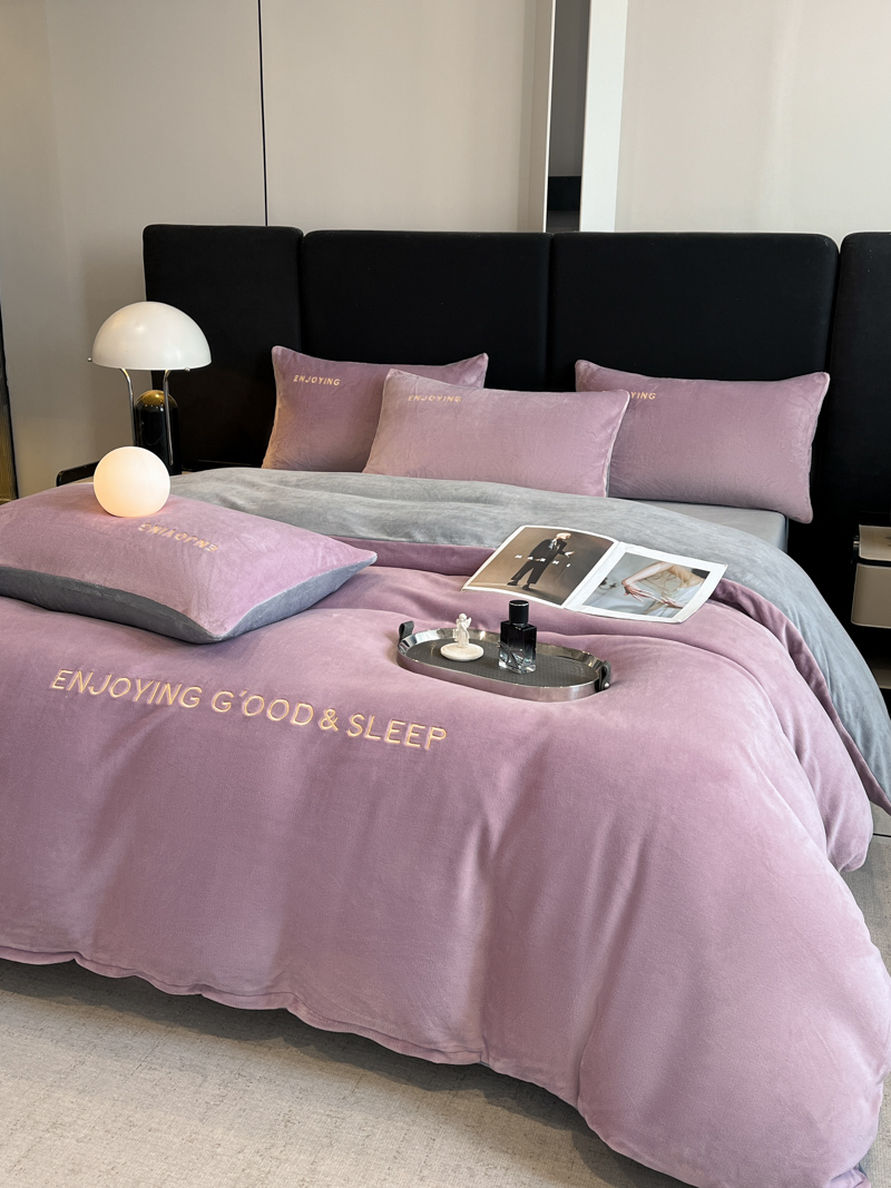 2024新款牛奶绒刺绣四件套--【山岚系列】