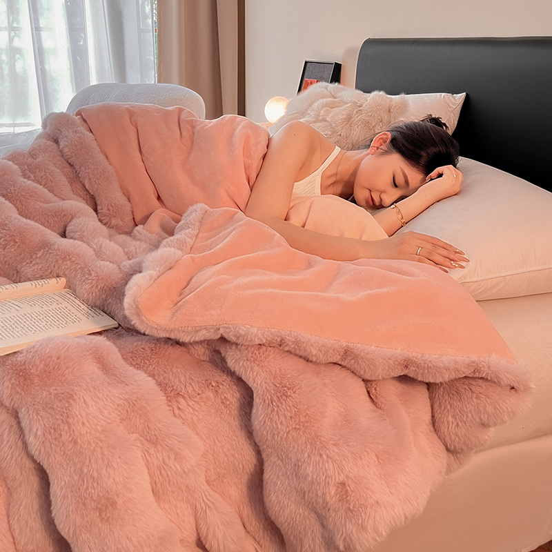 2024新款A类法式高克重兔绒多功能毛毯盖毯