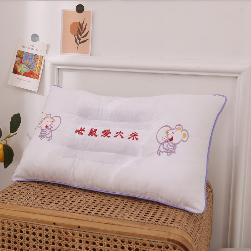 2021新款儿童决明子枕头枕芯30*50cm /只 老鼠爱大米（刺绣款）