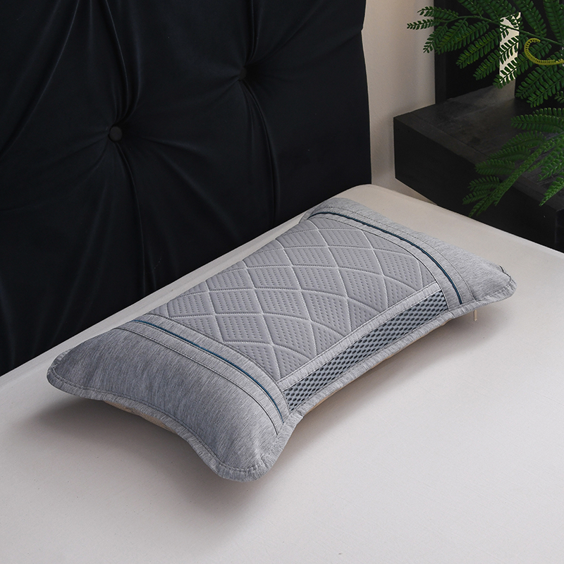 2024新款凉豆豆菱形格荞麦枕枕头枕芯枕头芯茶叶枕 35-55荞麦壳 菱形圆角灰色