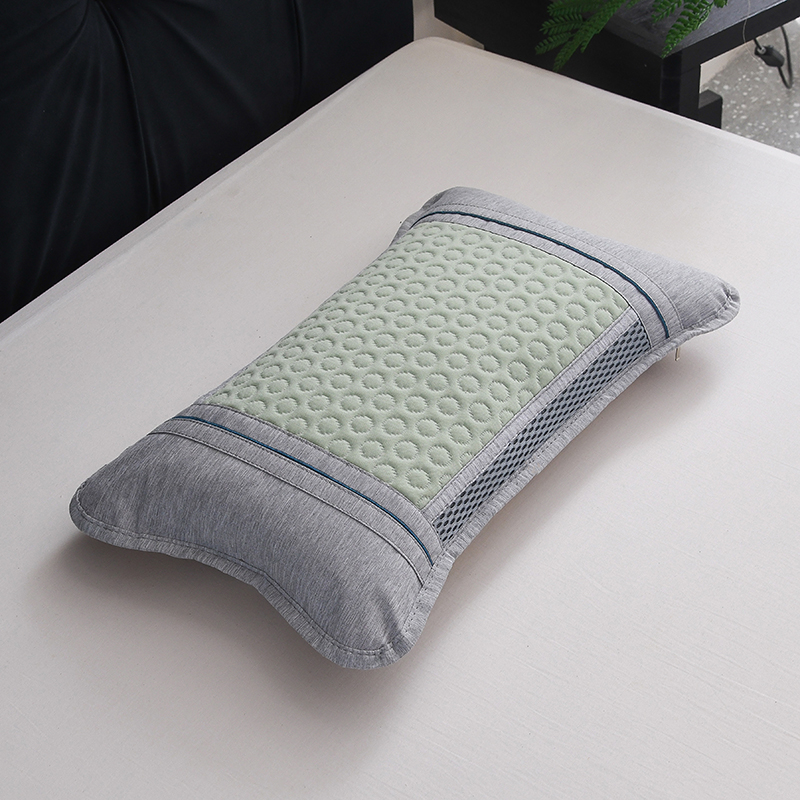 2024新款凉豆豆菱形格荞麦枕枕头枕芯枕头芯茶叶枕 35-55荞麦壳 圆点绿色