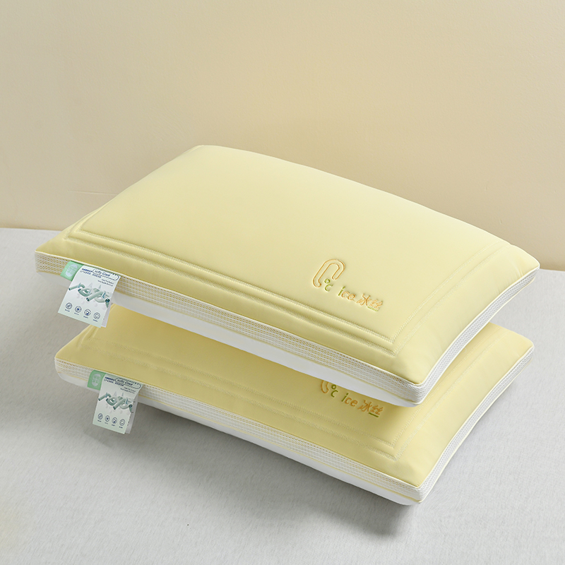 2023新款凉感冰丝果冻枕枕头枕芯 立体款低枕-柠檬黄（900克）
