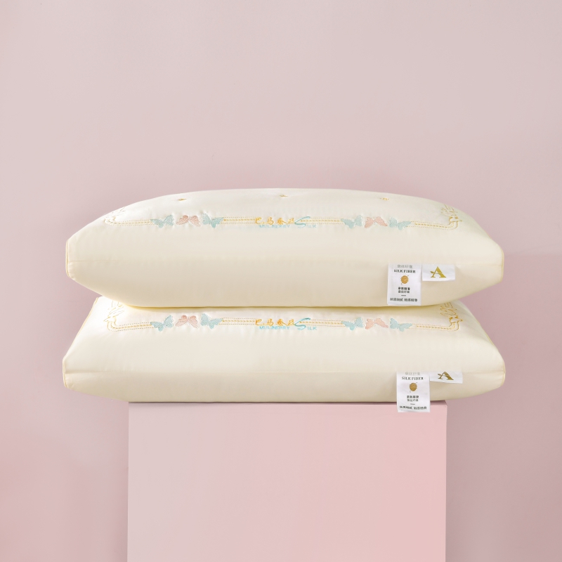 2023新款护颈巴马蚕丝枕枕头枕芯 白色48x74cm/只高枕