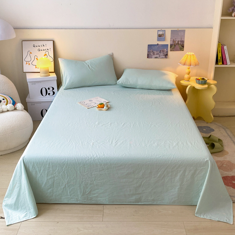 2022新款水洗棉枕套床单床笠套三件套单品系列-单床单 1.2m单床单（160*230cm） 繁星蓝