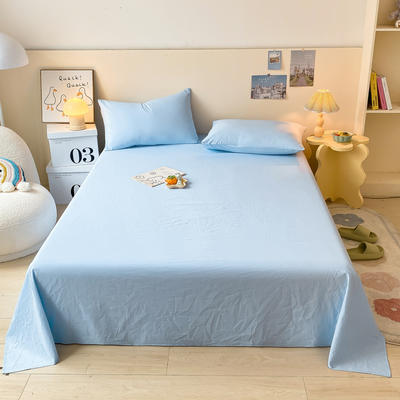 2022新款水洗棉枕套床单床笠套三件套单品系列-单床单 1.2m单床单（160*230cm） 天空蓝