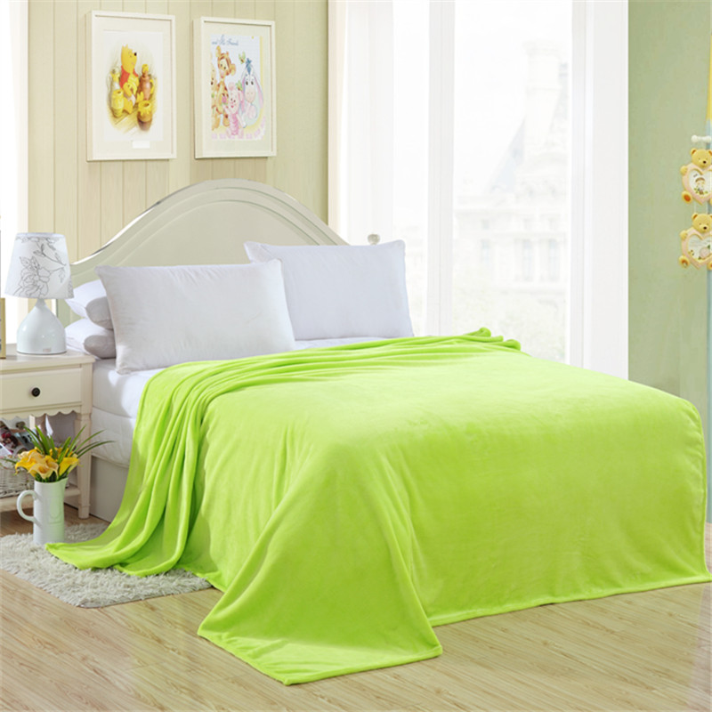 2020新款毯子系列 纯色法兰绒毯 1.5*2米 果绿