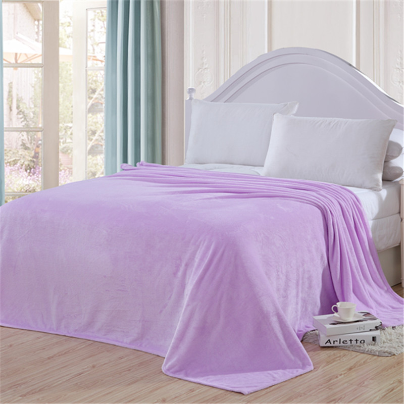 2020新款毯子系列 纯色法兰绒毯 1.5*2米 浅紫色