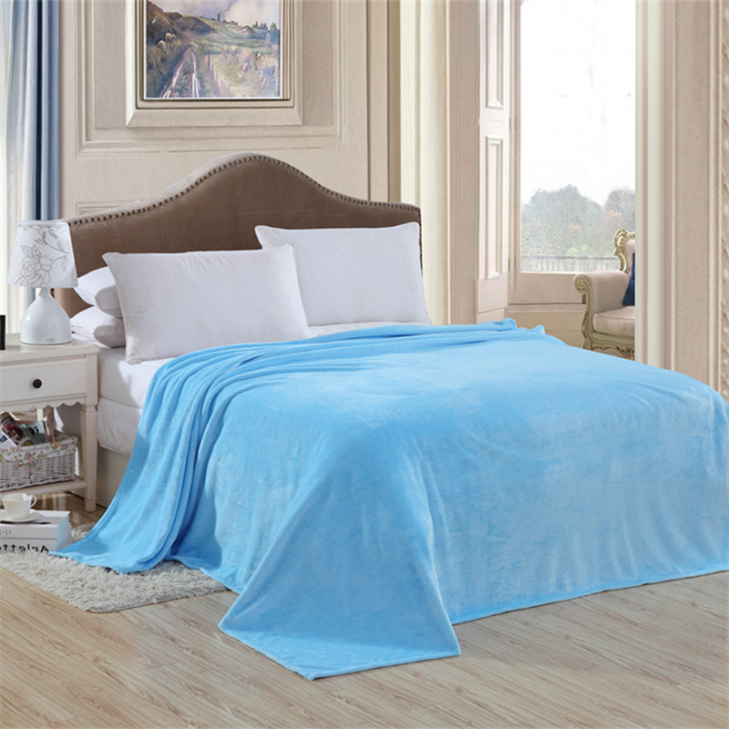 2020新款毯子系列 纯色法兰绒毯 1.5*2米 天蓝