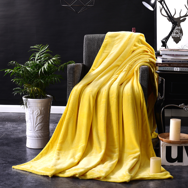 2023新款毯子系列 纯色法莱绒毯 1.8*2.0米 淡黄色