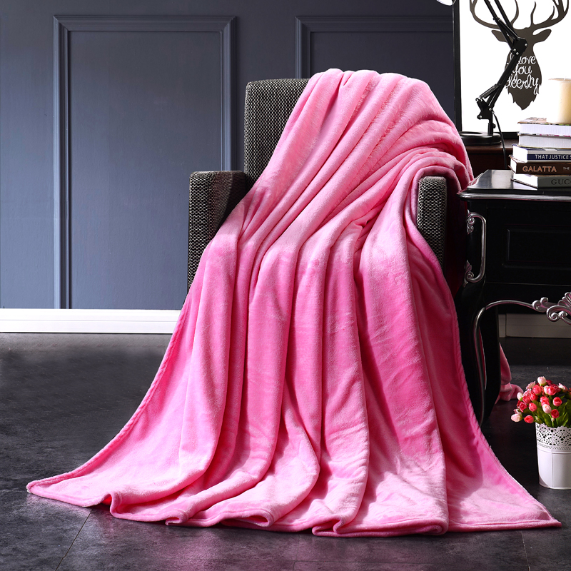 2023新款毯子系列 纯色法莱绒毯 1.5*2米 粉红