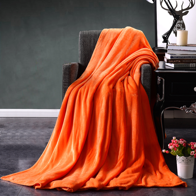 2023新款毯子系列 纯色法莱绒毯 2*2.3米 桔黄