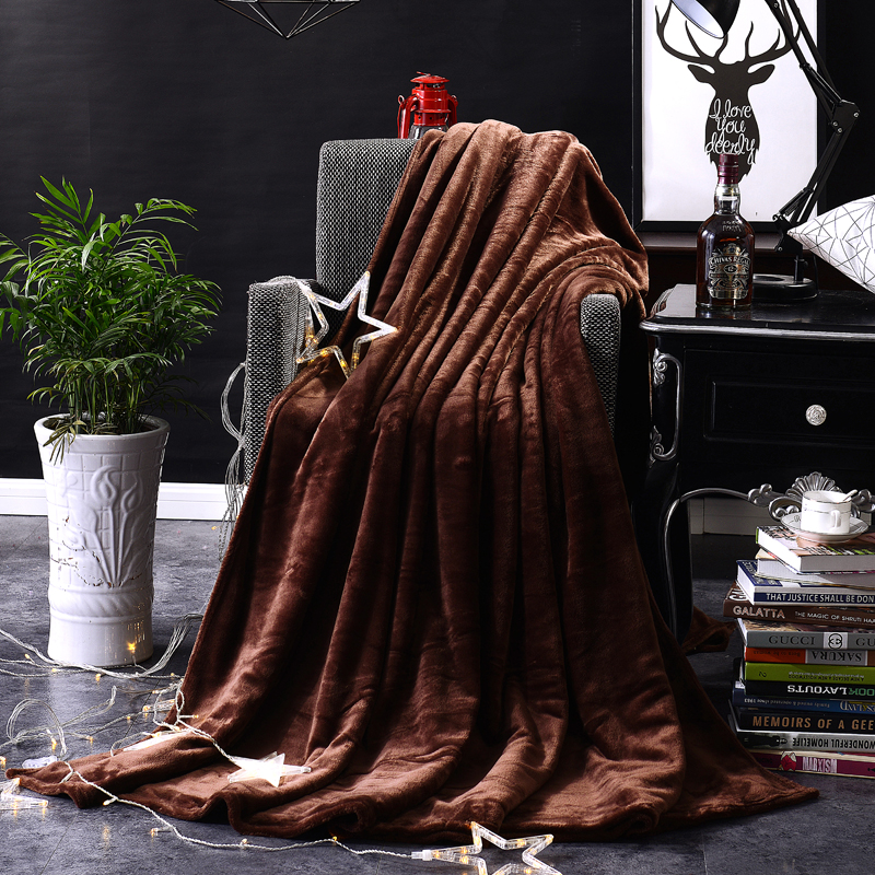 2023新款毯子系列 纯色法莱绒毯 1.8*2.0米 咖啡