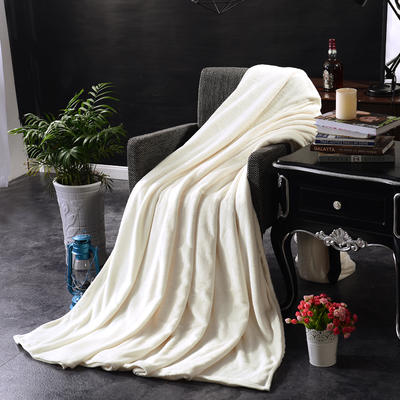 2023新款毯子系列 纯色法莱绒毯 1.5*2米 米白
