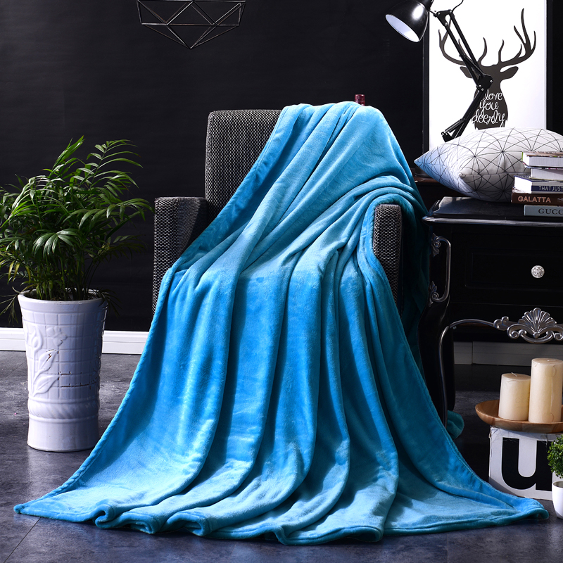 2023新款毯子系列 纯色法莱绒毯 1.5*2米 天蓝色