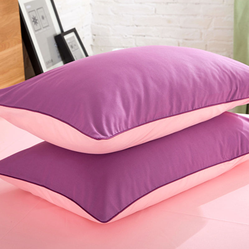 2021新款纯色双拼系列单品枕套 48cmX74cm/对 魅紫玉