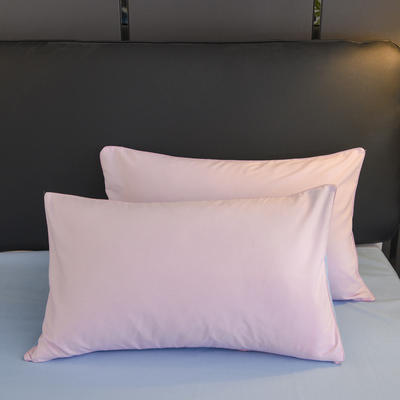 2021新款纯色双拼系列单品枕套 48cmX74cm/对 粉色蓝