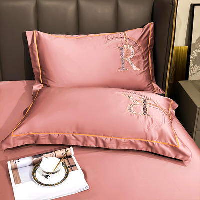 2024新款120S刺绣长绒棉单品枕套系列 60*60cm方垫/个(不含芯） 时尚-胭脂红