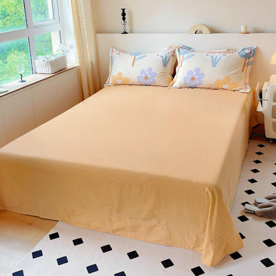2023新款INS风全棉生态磨毛清新印花单品系列--单床单 250*250cm圆角床单 时光向暖—米