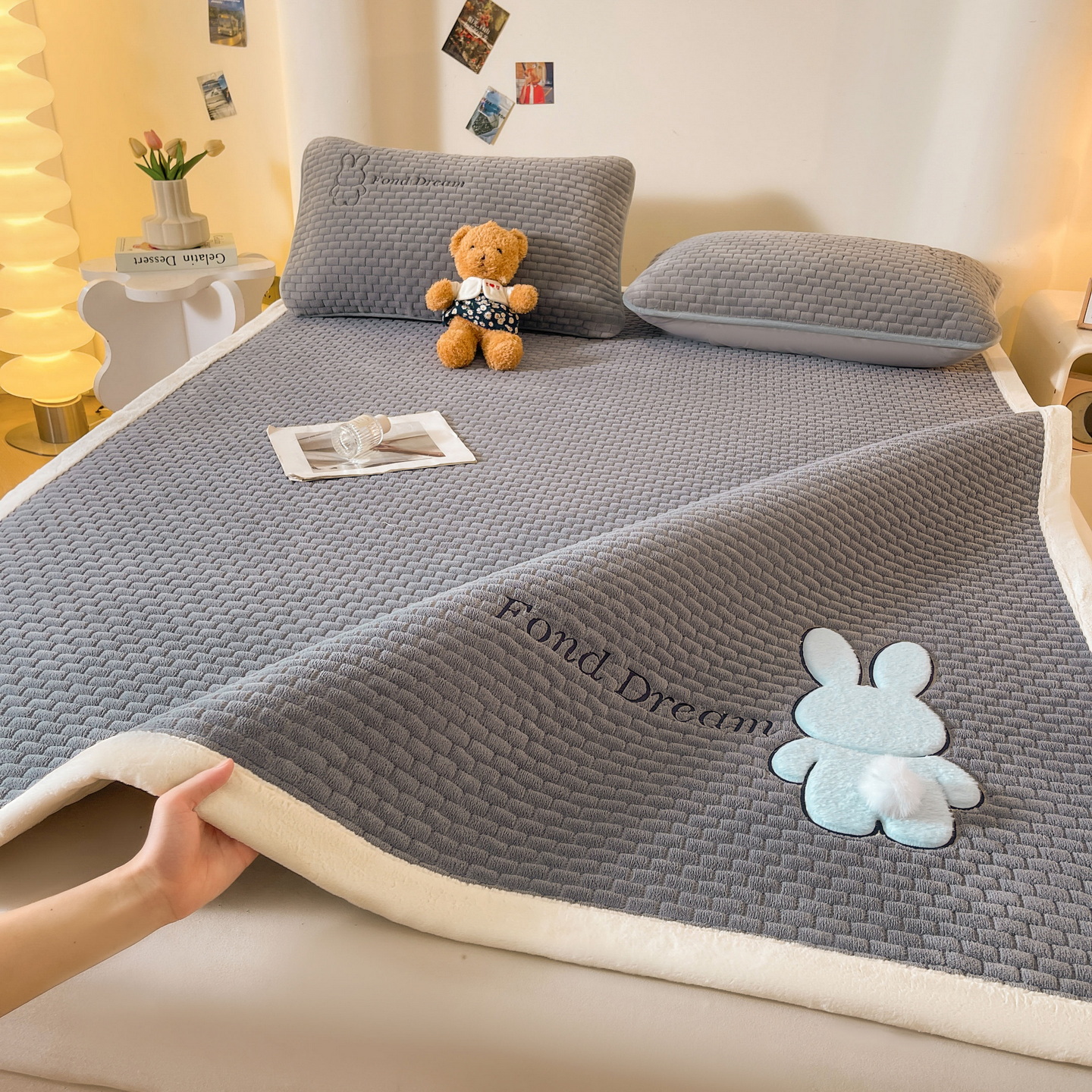 2025新款新棉绒床褥-许愿兔（成人款）