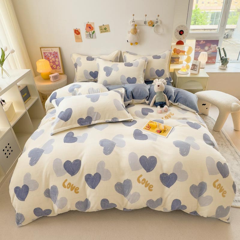 2025新款190克牛奶绒清新被套-清心系列 清心被套-怦然心动