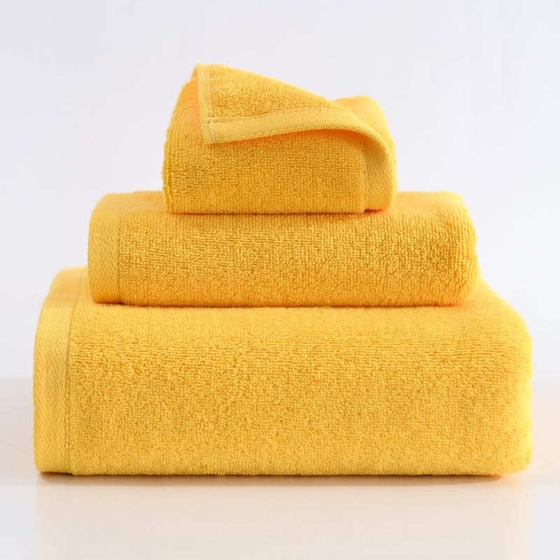 2023新款全棉彩虹糖系列方巾毛巾浴巾 黄色毛巾34*76cm