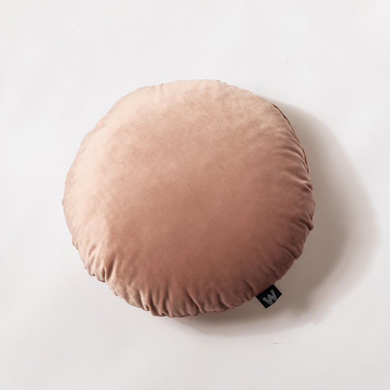 纯色意大利绒抱枕靠垫 50X50cm 浅豆沙圆形（直径40cm，不带纽扣）