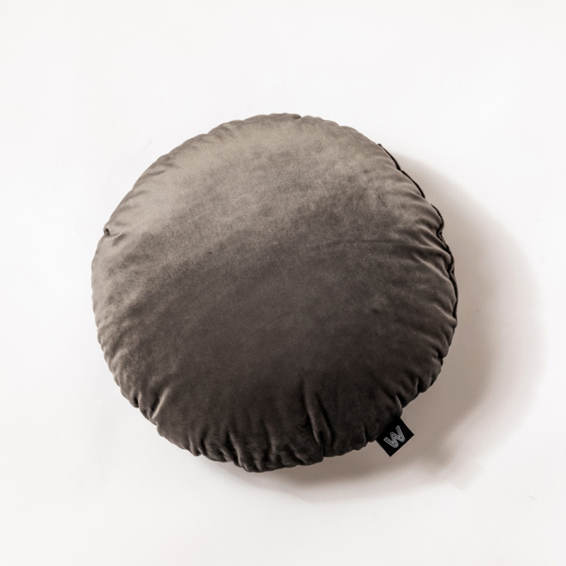 纯色意大利绒抱枕靠垫 50X50cm 高级灰圆形（直径40cm，不带纽扣）