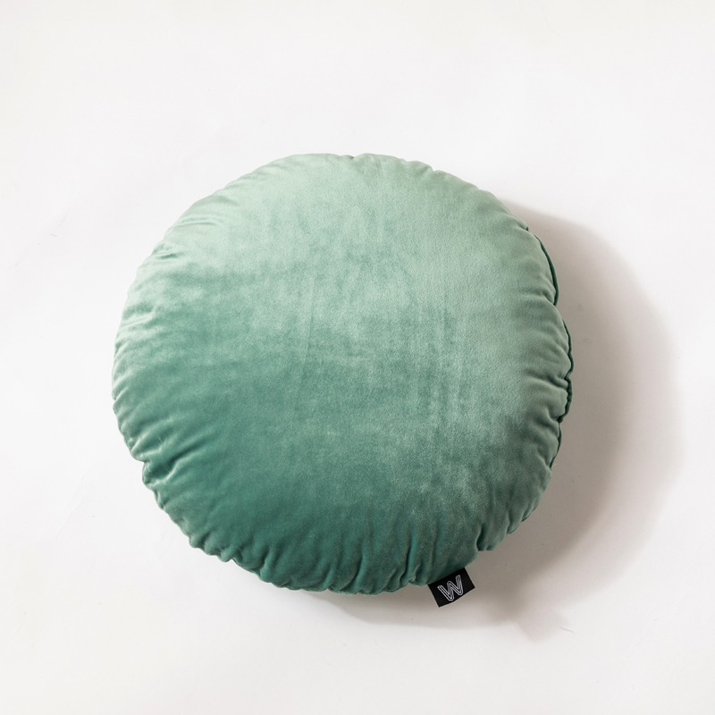 纯色意大利绒抱枕靠垫 60x45cm 奢华绿圆形（直径40cm，不带纽扣）