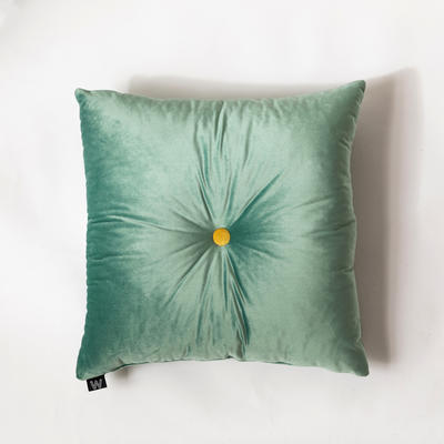 纯色意大利绒抱枕靠垫 50X50cm 奢华绿方形（50*-50cm，带纽扣）