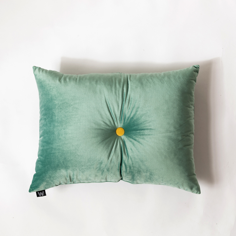 纯色意大利绒抱枕靠垫 50X50cm 奢华绿长方形（60*45cm，带纽扣）